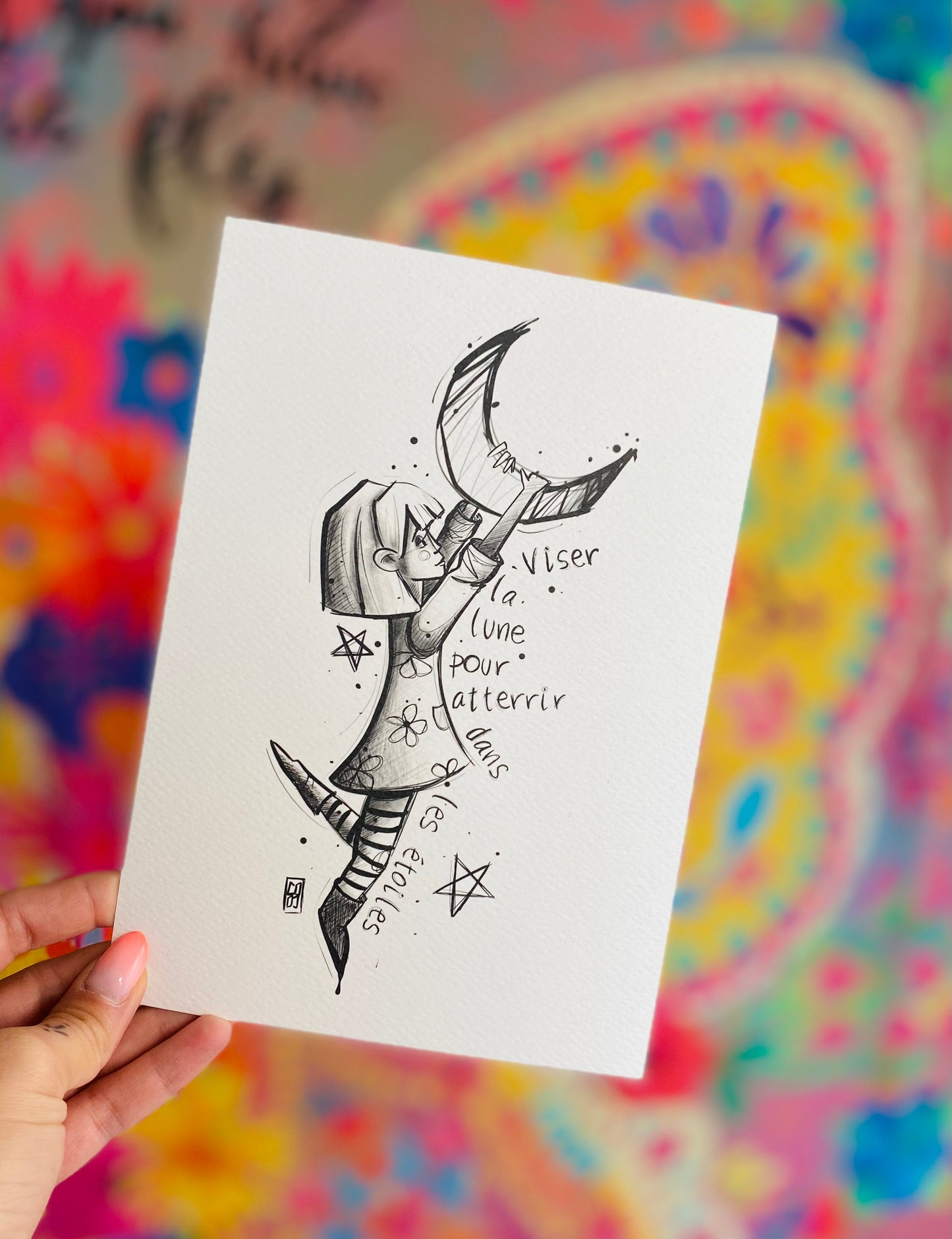 Viser la lune - Papier d'art