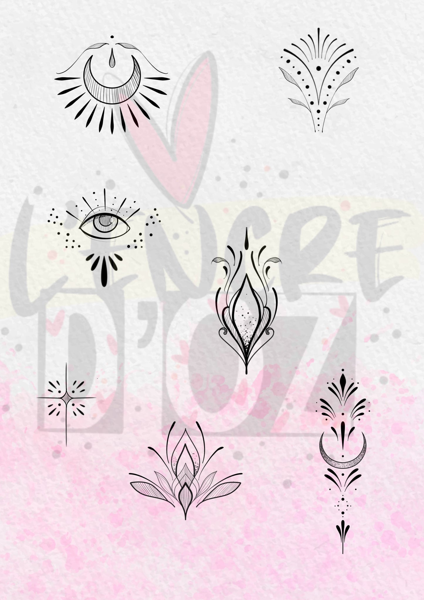 petits ornements — Flash tattoo symbolique — L'encre d'Oz Agde