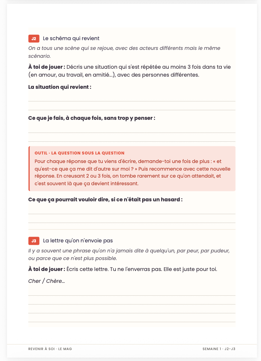 Revenir à soi le cahier de vacances